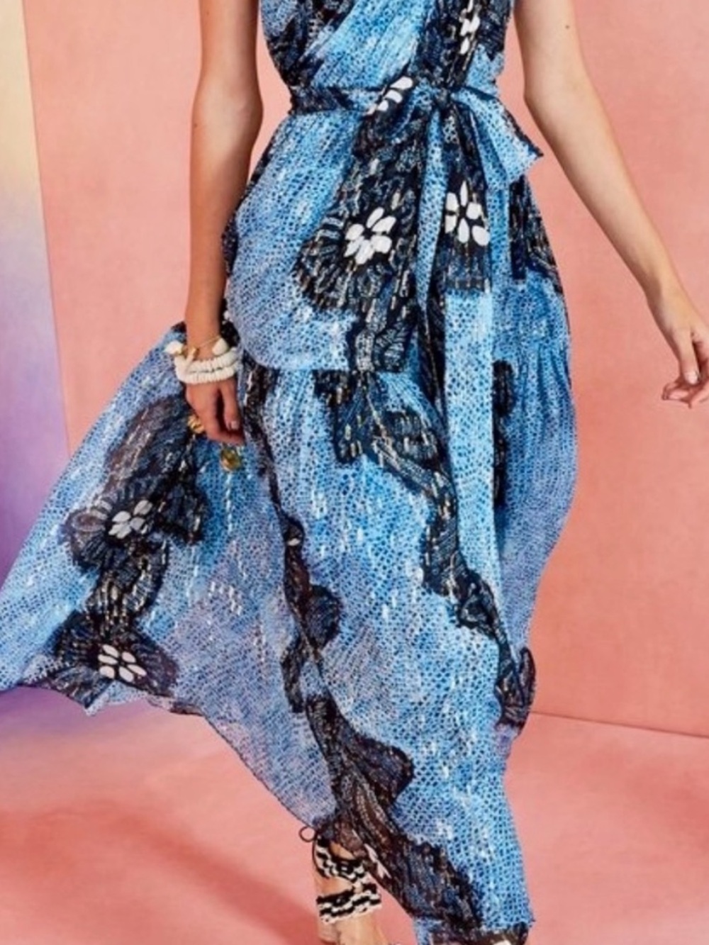 πΊπHPππΊ NWT Ulla Johnson Adora Silk Chiffon Midi Dress Sky - Picture 9 of 17